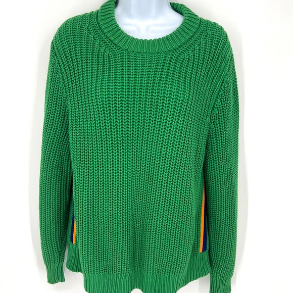 Tory Sport Sweaters - Tory Burch Sport Sweater Crewneck Side Striped Rainbow Green Size Medium